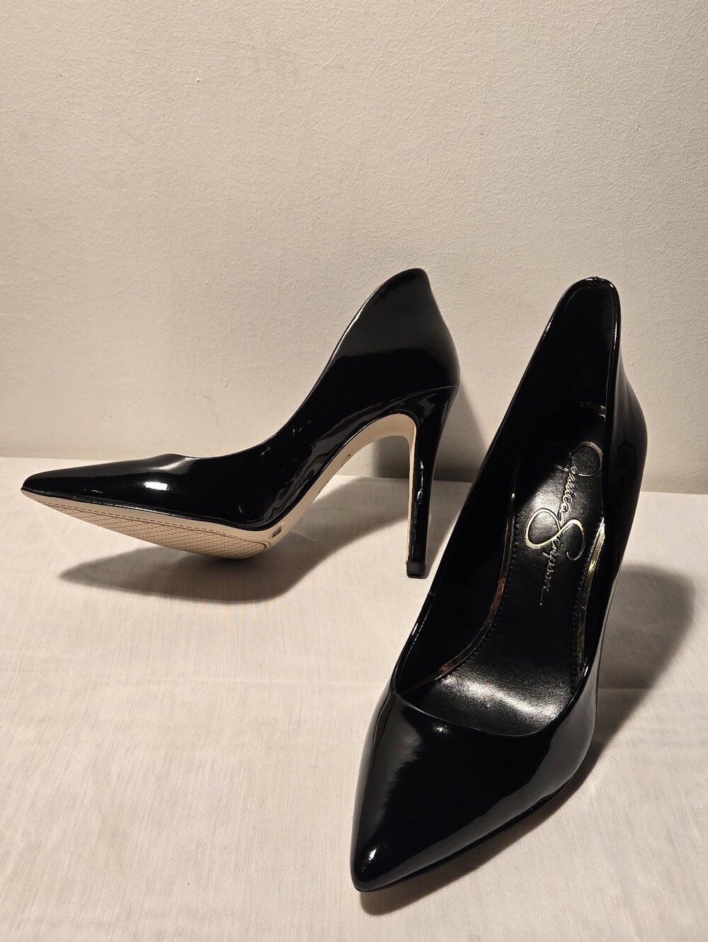 Jessica Simpson Black Patent Pointed-Toe High Heels